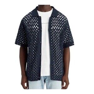 Scotch and Soda Amsterdam Crochet  Polo Short Sleeve Button Down Shirt Sz: XXL
